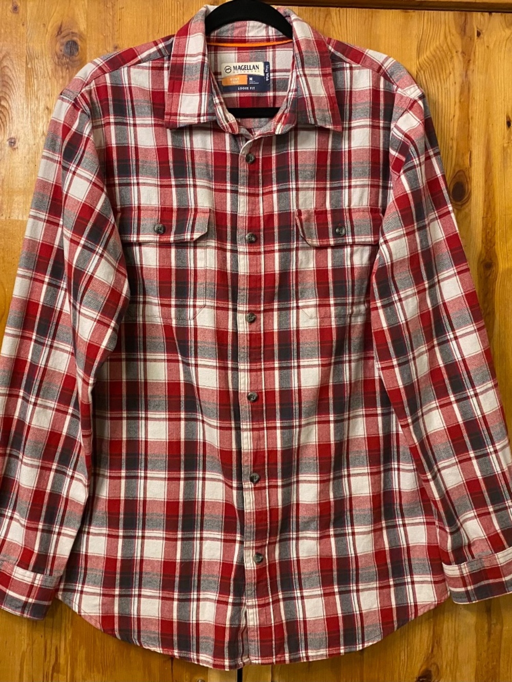 New red & black plaid Hunt Gear shirt is by Magellan size medium